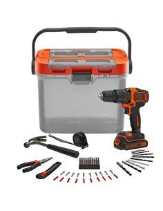 S.di. kit brico con trapano a percussione 18v e accessori bcksb05-qw black+decker