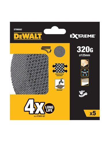 S. von Packung mit 5 Mesh-Schleifpapieren ø125 mm Körnung: 320 für Dewalt dtm8562-qz Rotations-Exzenterschleifer