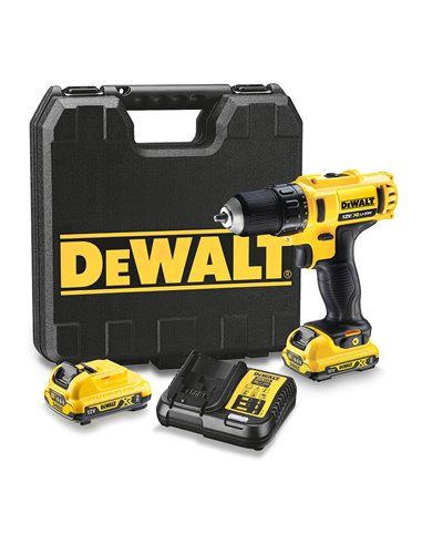 S.of. drill driver xr 10.8v 10mm 2 batteries and briefcase dcd710d2-qw dewalt