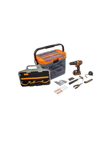 brico kit con taladro percutor 18v y accesorios bcksb05-qw black+decker