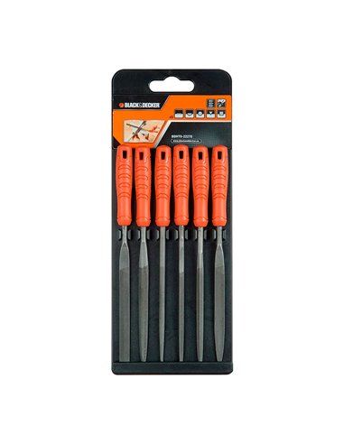 S.de. lot de 6 mini limes métal et bois bdht0-22270 black+decker