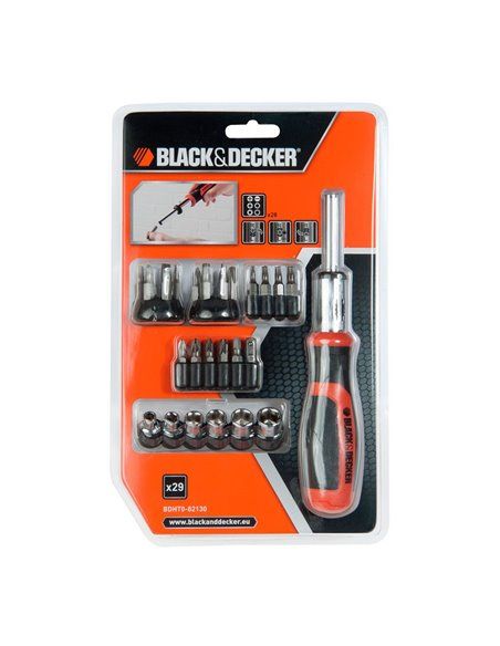 Conjunto multi-bits BLACK+DECKER com catraca 29 peças (BDHT0-62130)