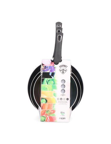 Conjunto de 3 Panelas Antiaderentes "BASIC LINE" Cozinha Gourmet