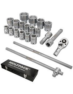 Conjunto de soquetes cromo vanádio 21 peças 3/4" Plus com estojo