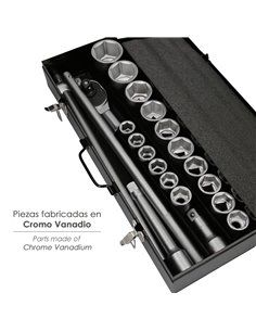 Juego Llaves De Vaso de Acero Cromo Vanadio con 21 Piezas 3/4" Plus Con Maletin. 2