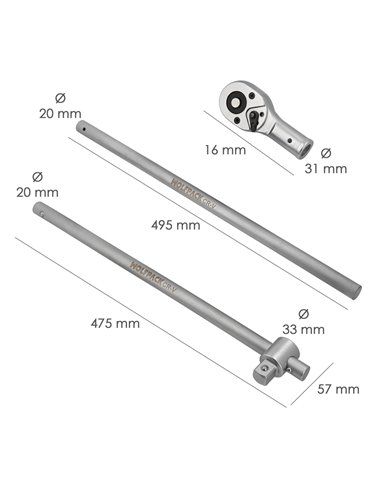 Juego Llaves De Vaso de Acero Cromo Vanadio con 21 Piezas 3/4" Plus  Con Maletin.