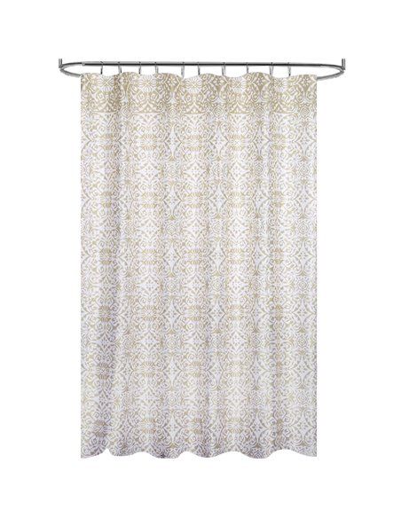 Cortina Ducha Tela Geometria Rosoni 180 x 200 cm. Cortina baño, Cortina Tela Impermeable Con Anillas