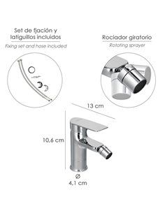Monomando Bide "Hamburgo" Grifo Baño, Grifo Encimera, Grifo Cocina, Grifo Mezclador. Cartucho Ceramico Ø 35 mm. 2