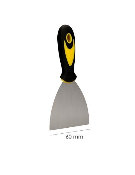 Espatula Acero Inoxidable Ancho 60 mm. Con Mango de Goma Ergonomico, Espatula Pintor, Espatula Masilla, Paletina, Paleta Rascar