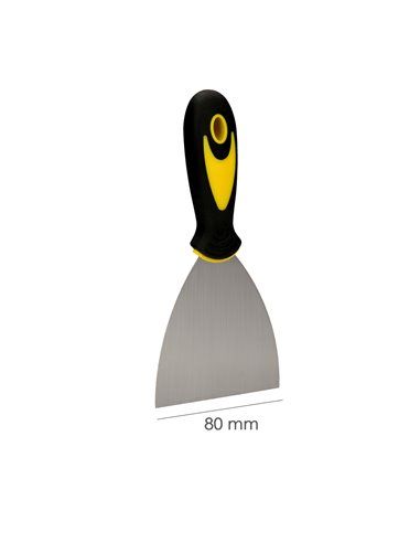 Espatula Acero Inoxidable Ancho 80 mm. Con Mango de Goma Ergonomico, Espatula Pintor, Espatula Masilla, Paletina, Paleta Rascar