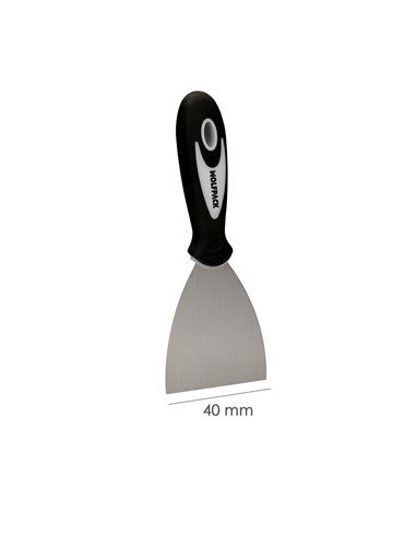 Espátula em Aço Inox 40 mm. Alça de borracha