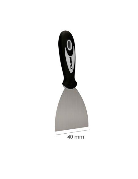 Espátula em Aço Inox 40 mm. Alça de borracha