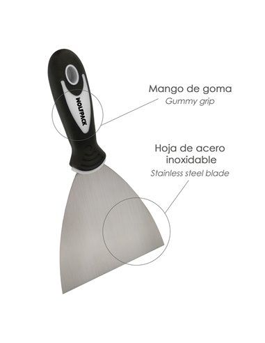 Espátula em Aço Inox 40 mm. Alça de borracha