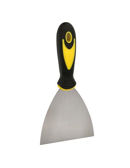 Espátula em Aço Inox 100 mm. Alça de borracha