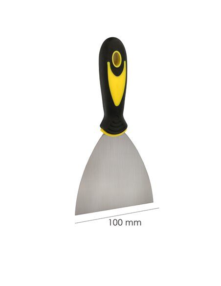 Espátula em Aço Inox 100 mm. Alça de borracha
