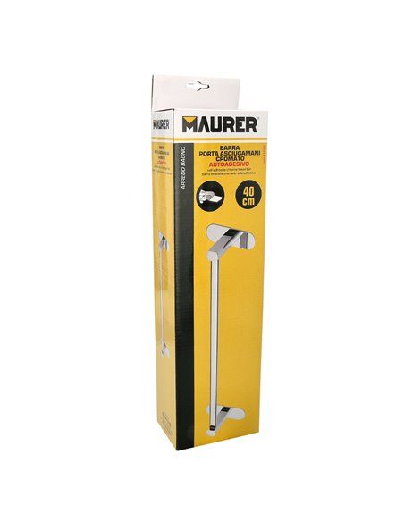 Toallero Barra 40 cm. Color Inox Con Efecto Espejo, Autoadhesivo Resistente, Porta Toallas, Toallero Adhesivo Pared/Mueble