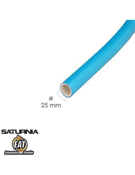 Manguera Tricotada No Torsion Blue Ø 25 mm. Rollo 50 metros. Manguera Anti Torsion, Manguera Sin Dobleces, Manguera Sin Nudos
