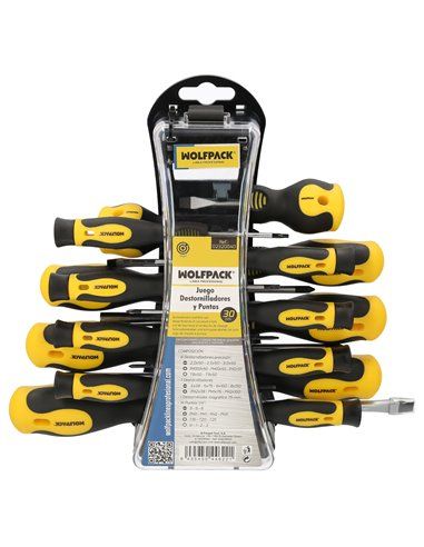 Conjunto de chave de fenda e broca com suporte. 30 peças