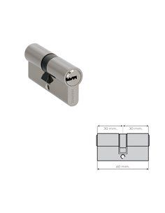 Cilindro Seguridad 30x30 mm. Leva Larga Niquelado Con 5 llaves 2