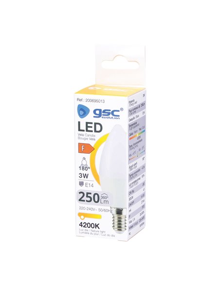Lámpara LED vela 3W E14 4200K                                                                       