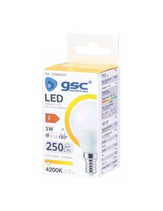 Lámpara LED esférica 3W E14 4200K 2