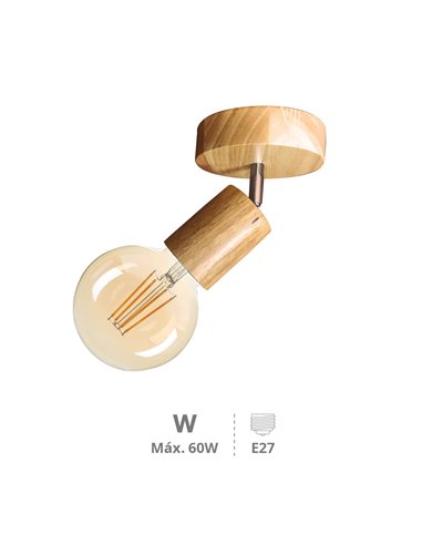 Foco de techo simple Serie Kestila E27 Madera