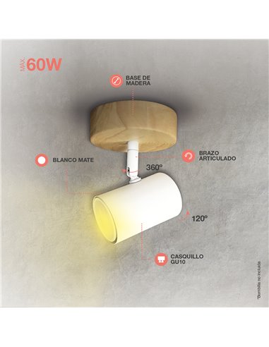 Foco de techo simple Serie Rintela GU10 Blanco