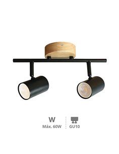 Spot duplo linear para teto Rintela Série GU10 Preto
