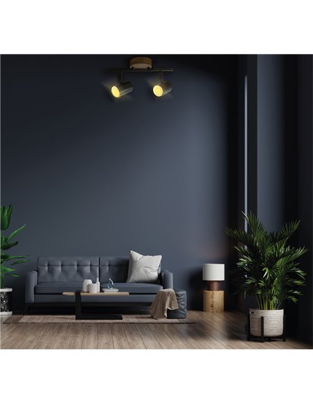 Foco de techo doble lineal Serie Rintela GU10 Negro
