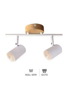 Spot duplo linear para teto Rintela Série GU10 Branco