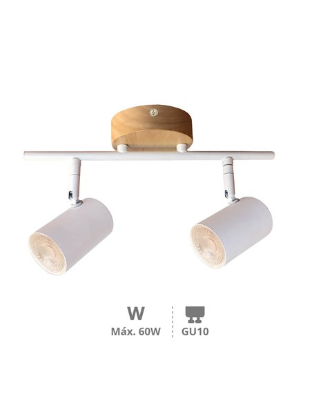 Foco de techo doble lineal Serie Rintela GU10 Blanco