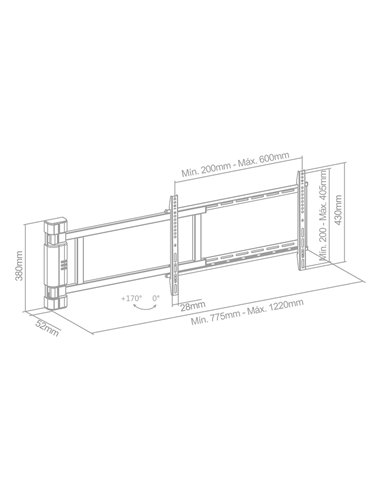 Soporte de TV motorizado abatible a ambos lados 32" - 75"