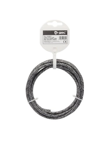 Cabo têxtil 2,5M (2x0,75mm) Preto/Cinza