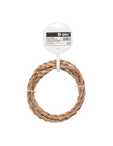 Cabo têxtil 2,5M (2x0,75mm) trançado Castanho claro