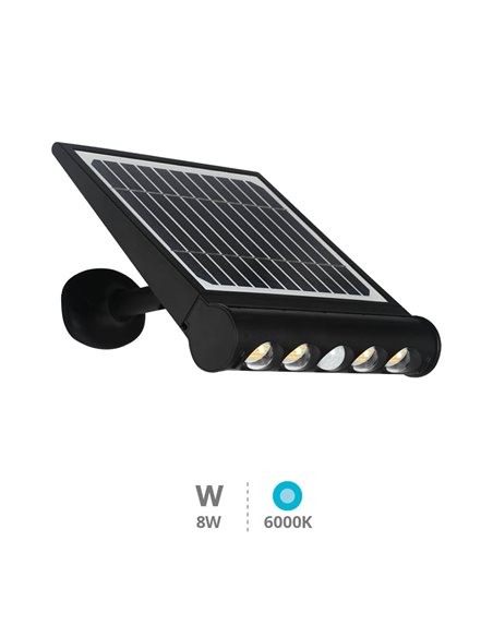 Aplique solar LED Tombua con sensor movimiento y crepuscular 8W 6000K Negro