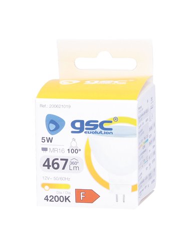 Lámpara LED dicroica 5W MR16 4200K 12V                                                              