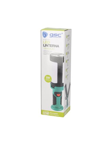 Lanterna de trabalho LED recarregável USB com 2 lâminas dobráveis 600lm