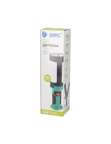 Linterna de trabajo LED recargable USB 2 hojas desplegables 600lm