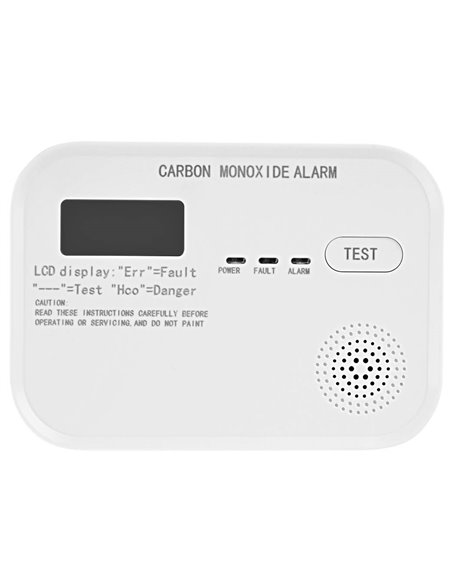 Detector monóxido de carbono con alarma 85db
