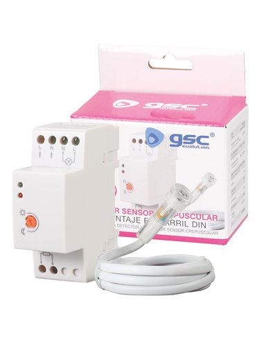 Detector con sensor crepuscular para montaje en carril DIN