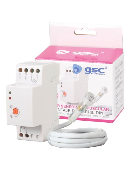 Detector con sensor crepuscular para montaje en carril DIN