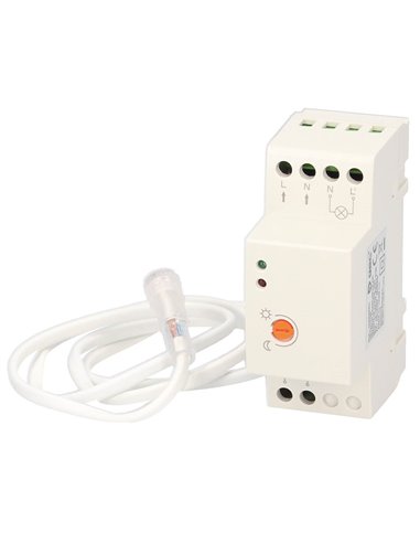 Detector con sensor crepuscular para montaje en carril DIN