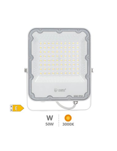 Proyector aluminio LED 50W 3000K IP65 Blanco