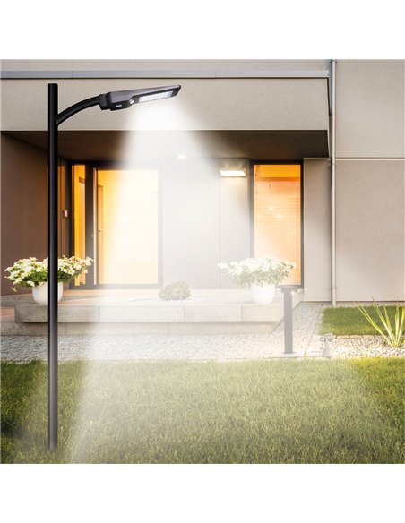 Poste solar LED Ornes com crepúsculo e sensor de movimento 8W 4000K IP65