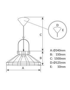 Lámpara colgante Serie Fundi E27 Ø340mm Negro                                                        2