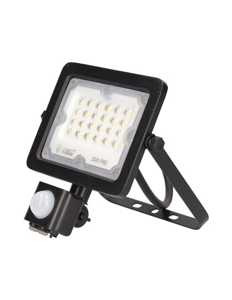 Proyector aluminio LED con sensor 20W 6500K IP65 Negro                                              