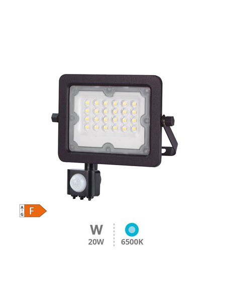 Proyector aluminio LED con sensor 20W 6500K IP65 Negro                                              