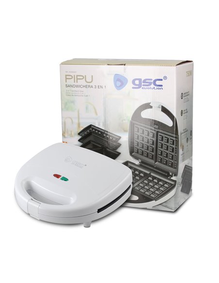 Sanduicheira dupla Pipu com 3 pratos (clássico, grill e waffle) 750W