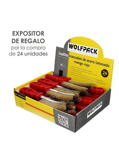 Escova Manual em Aço Latão com Cabo Vermelho 25 cm.