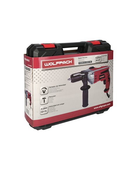 Taladro Percutor Con Variador de Velocidad 1050 Watt. Incluye Maletín, Empuñadura y Guia Metalica.